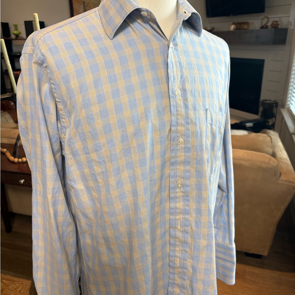 Burberry Light Blue and Cream Checkered Shirt